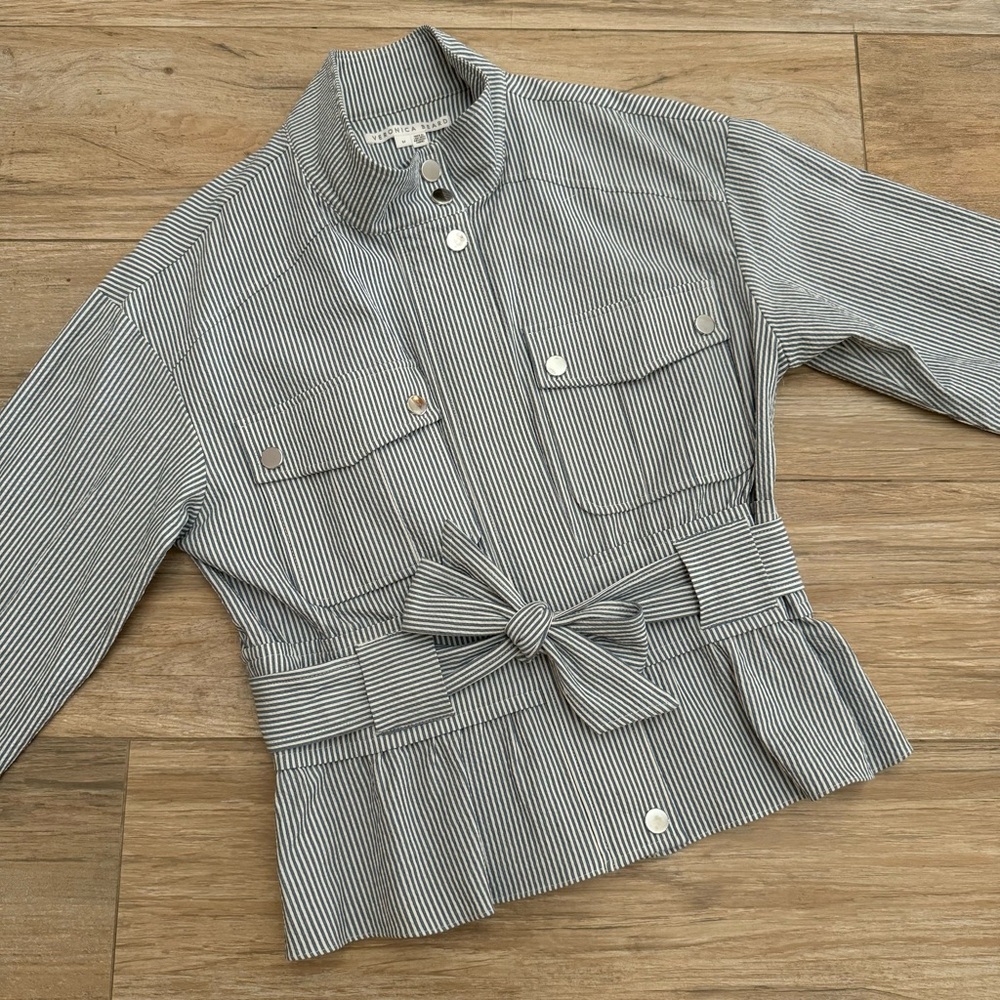 Veronica Beard York Seersucker Bomber Jacket Size Medium - Picture 5 of 16